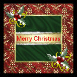 Gold Red Hollyberry Damask Christmas Template invitations