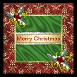 Gold Red Hollyberry Damask Christmas Template invitations