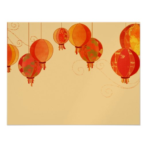 Gold + Red Paper Lanterns Elegant Rehearsal Dinner Personalized Announcement