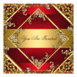 Gold Red Party Invitation Floral Frame