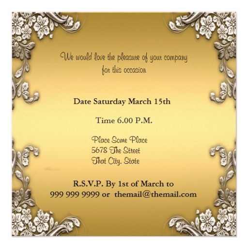 Gold Red Party Invitation Floral Frame