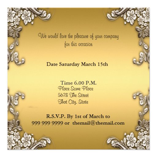 Gold Red Party Invitation Floral Frame