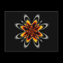 Gold, Red & White Flower Fractal Postcard postcards