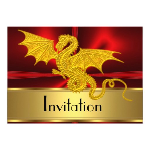 Gold Red Year of the Dragon Invitation