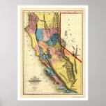 Gold Regions of California Map by Gibbes 1851 Print