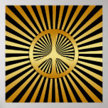 GOLD RETRO PEACE SIGN POSTER