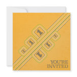 Gold Retro Stripes 1 Birthday Invitation