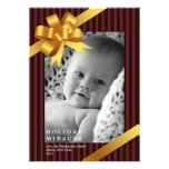 Gold ribbon bow frame holiday miracle baby first announcements