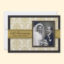 Gold Ribbon Damask Anniversary Party Invitation invitations