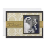 Gold Ribbon Damask Anniversary Party Invitation