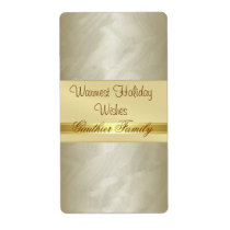Gold Ribbon Gold Foil Holiday Wine Label