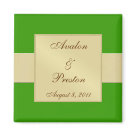 square_magnet - Change the background color to match your event with our Gold Ribbon Holly Green Save The Date Magnet