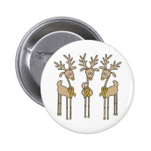 Gold Ribbon Reindeer Button