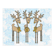 Gold Ribbon Reindeer Postcards