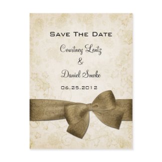 Cheap Postcards on Gold Ribbon Save The Date Postcard Zazzle Co Uk