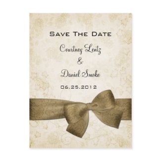 Cheap Postcards on Gold Ribbon Save The Date Postcard   Zazzle Co Uk