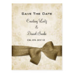 Gold Ribbon Save The Date Postcard