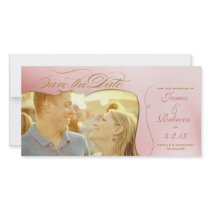 Gold & Rose Photo Save the Date Announcement Photo Card