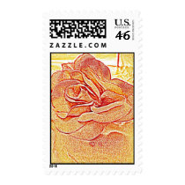Gold Rose Sketch Postage Stamp