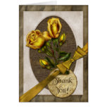 Gold Roses Thank You Greeting Card