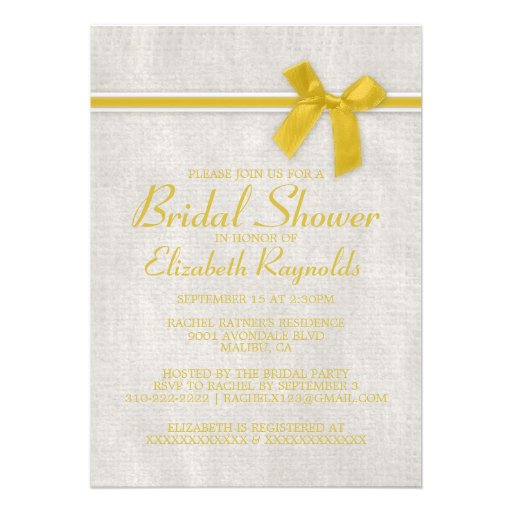 Gold Rustic Burlap Bridal Shower Invitations