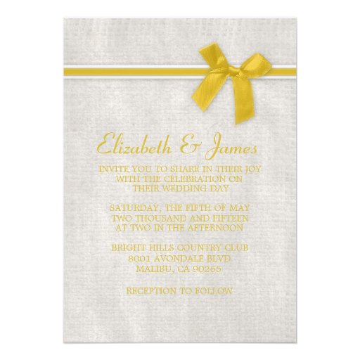 Gold Rustic Burlap Wedding Invitations