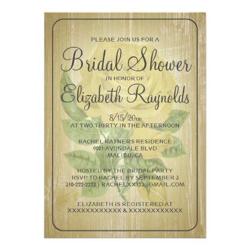 Gold Rustic Floral Bridal Shower Invitations