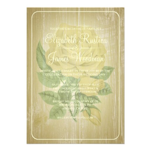 Gold Rustic Floral Wedding Invitations