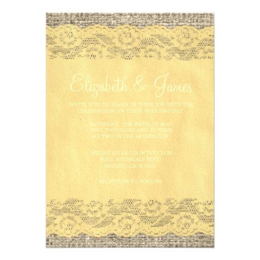Gold Rustic Lace Wedding Invitations