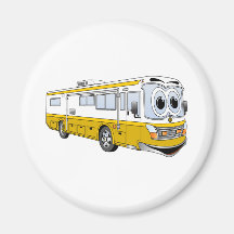 Gold RV Bus Camper Cartoon Magnets