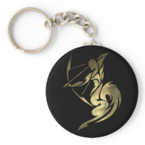 Gold Sagittarius Archer Keychain