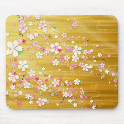 Gold Sakura Kimono Japanese Design Mouse Pads by sherill ml Gold Sakura Kimono Japanese Design Mouse Pads by sherill ml