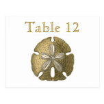 Gold Sand Dollar Reception Table Numbers Post Cards