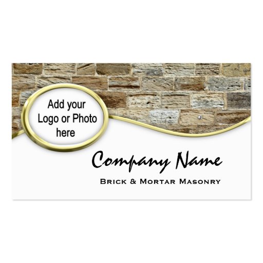 Gold Sandstone Masonry Logo Photo Business Cards (front side)