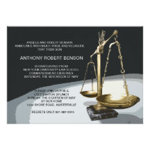 Gold Scale of Justice, Law School Graduation Invit Personalized Invitations
