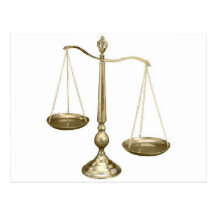 gold scales of justice postcard