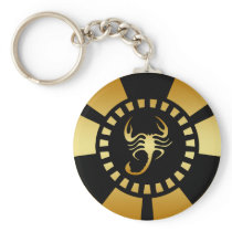 GOLD SCORPION POKER CHIP KEY CHAIN
