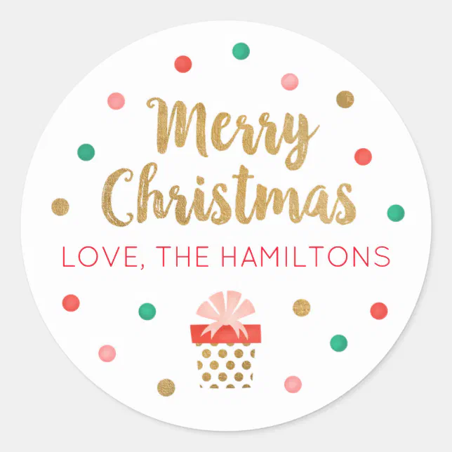 Gold Script Merry Christmas Classic Round Sticker Zazzle