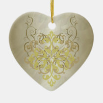 Gold Scroll Heart Ornament