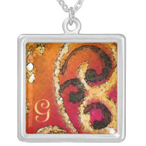 Gold Scroll Monogram Valentines Necklace