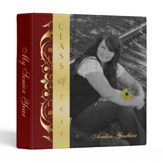 Gold Scroll Photo Red Graduation Album Binder