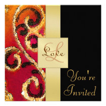 Gold Scroll Valentines Day Holiday Invitation