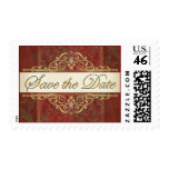Gold Scroll with Merlot Save the Date Stamp