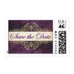 Gold Scroll with Plum Save the Date Stamp
