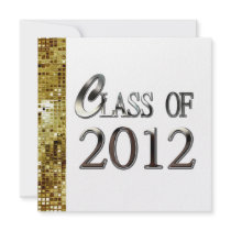 Gold Sequins And Silver Graduation Invitations