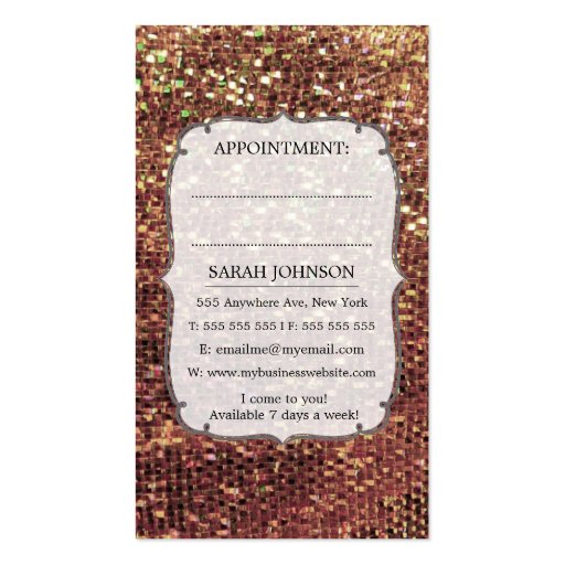 GOLD Sequins Sparkle Bling Hair Stylist Business Cards (back side)