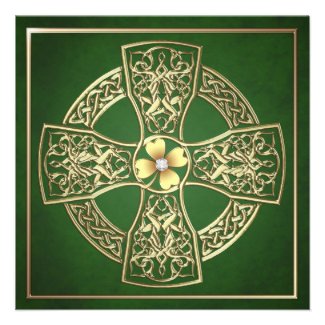 Gold Shamrock Celtic St Patrick's Day Wedding Announcements
