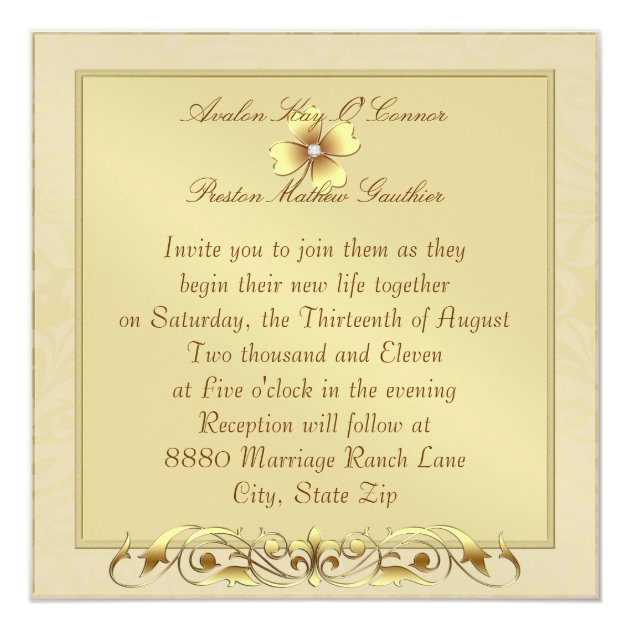 Gold Shamrock Celtic St Patrick's Day Wedding Invitation
