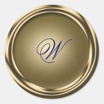 Gold Shiny Initial Round Sticker