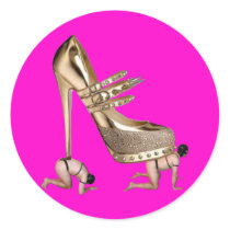 Gold Shoe slaves Stickers by uniqueandkinky Gold Shoe slaves Stickers